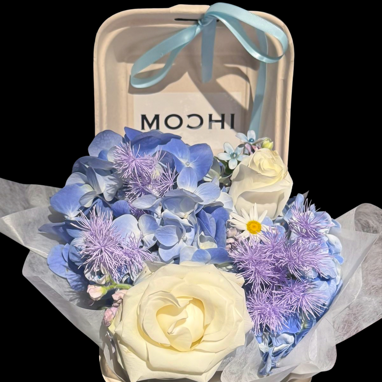 Blue Korea Flower Box｜藍色系韓國花盒｜花店 Flowers Florist｜情人節花束 求婚花束